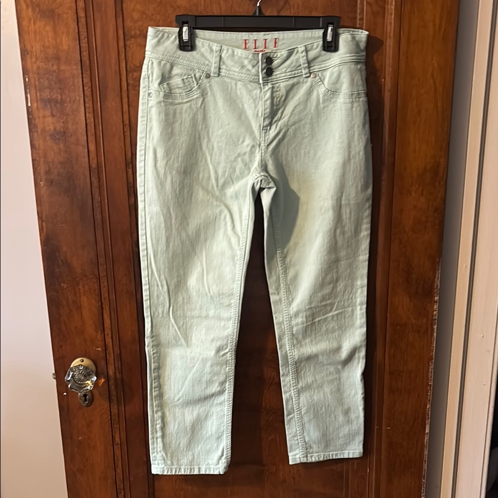ELLE Paris Light Green Mint Straight Leg Jeans Size 10